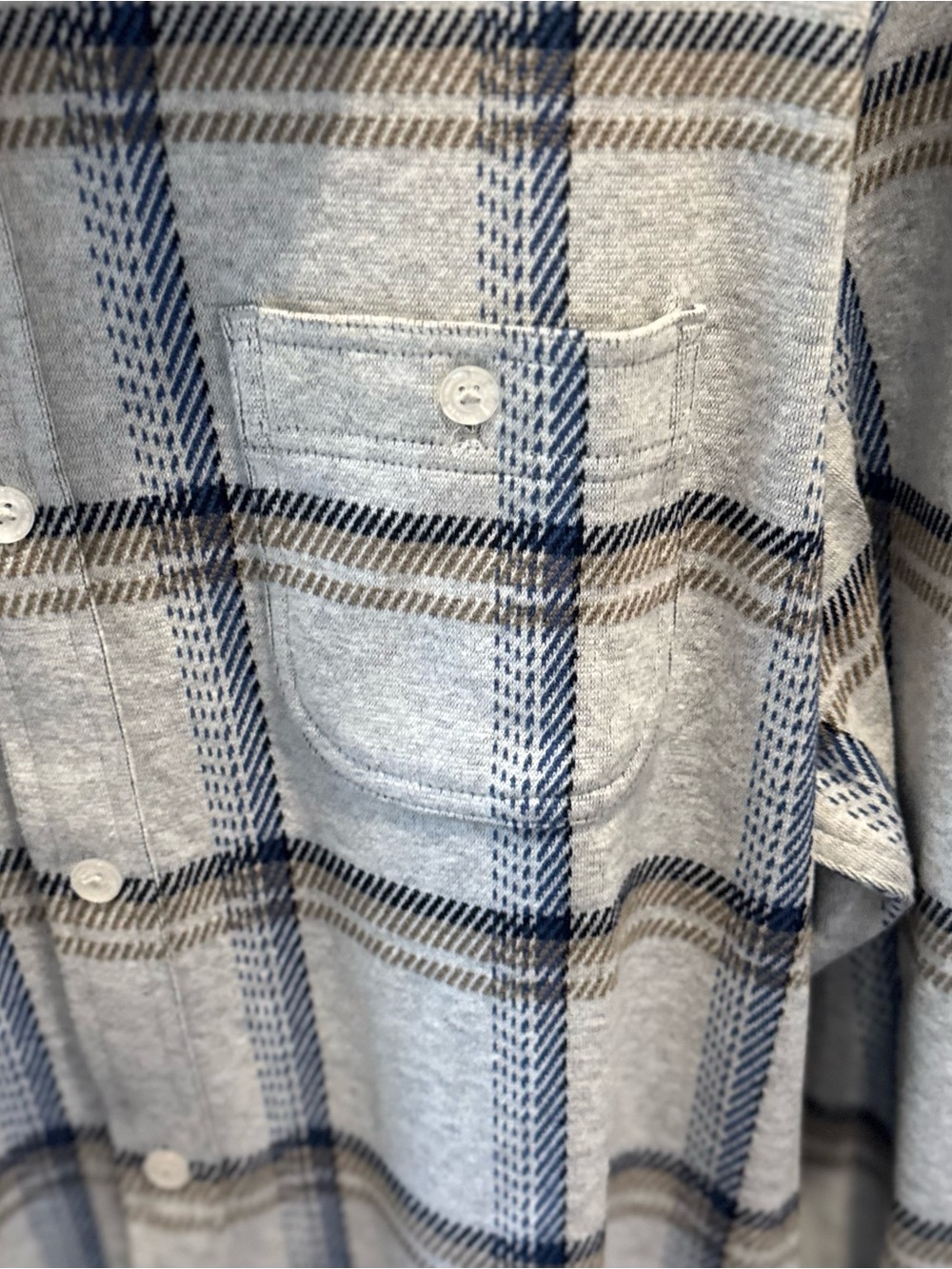 Flag & Anthem Gray Blue Plaid Stretch Flannel Shirt | Size Large NWT - Picture 4 of 9